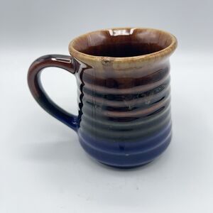 Vintage Ceramic Mug Blue Gold and Green